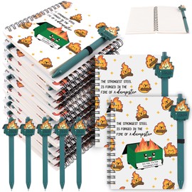 GANGBARU 20 Pcs Dumpster Fire Gifts for Coworker Emotional Dumpster Fire Funny Ballpoint Pen Inspriational Spiral Journal Employee Appreciation Gifts Bulk for Teachers Office Team Staff