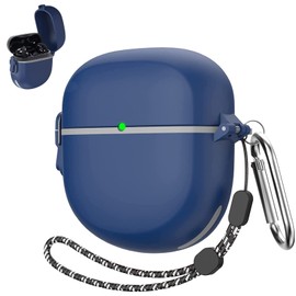 Miimall Compatible for Bose QuietComfort Earbuds II Case, [Upgrade Secure Lock][Anti-Lost Keychain][Front LED Visible] Protective Case Cover for QuietComfort Earbuds II Case with Lanyard (Blue)