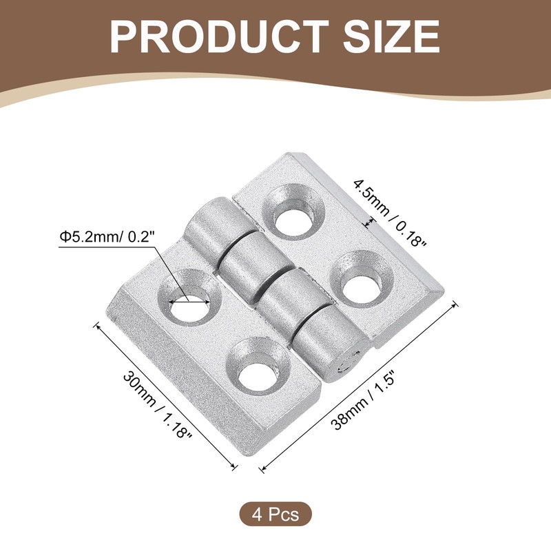 uxcell 4Pcs Zinc Alloy Door Hinges, 30mmx38mm Small Cabinets Hinges