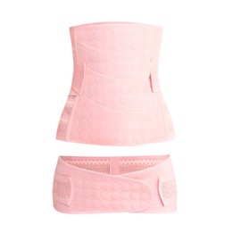 Tropchou Lumbar Belt, Pelvic Belt, Corset, Waist, Pelvic, Stomach, Postpartum Supporter, Double Support, 2-Piece Set, Pink