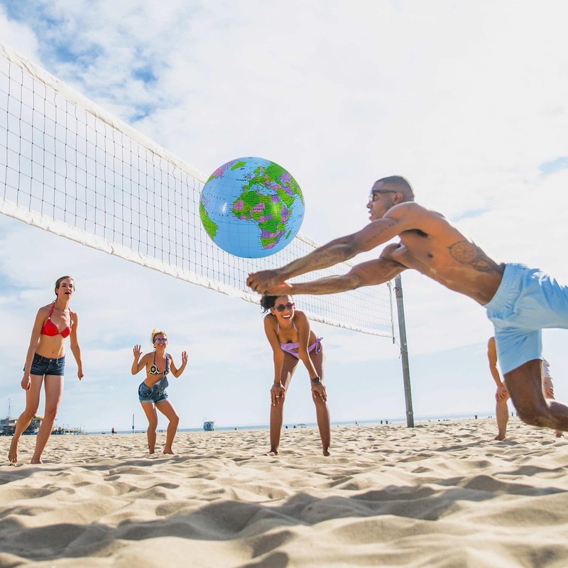 YOTHORN 16 Inch Inflatable Globe,Blow up World Globe Beach Ball,Inflatable