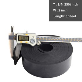 DOBTIM Neoprene Rubber Strips 1/4 (.250)" Thick X 2" Wide X 10' Long, Solid Rubber Rolls Use for Gaskets DIY Material, Supports, Leveling, Sealing, Bumpers, Protection, Abrasion, Flooring, Black