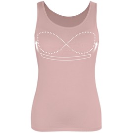 ANYFITTING Padded Tank Top with Built Sewn in Bra Women Summer Sleeveless Camisole Shirt Top Sleeping Travel Cool Bra Relaxed Light Pink