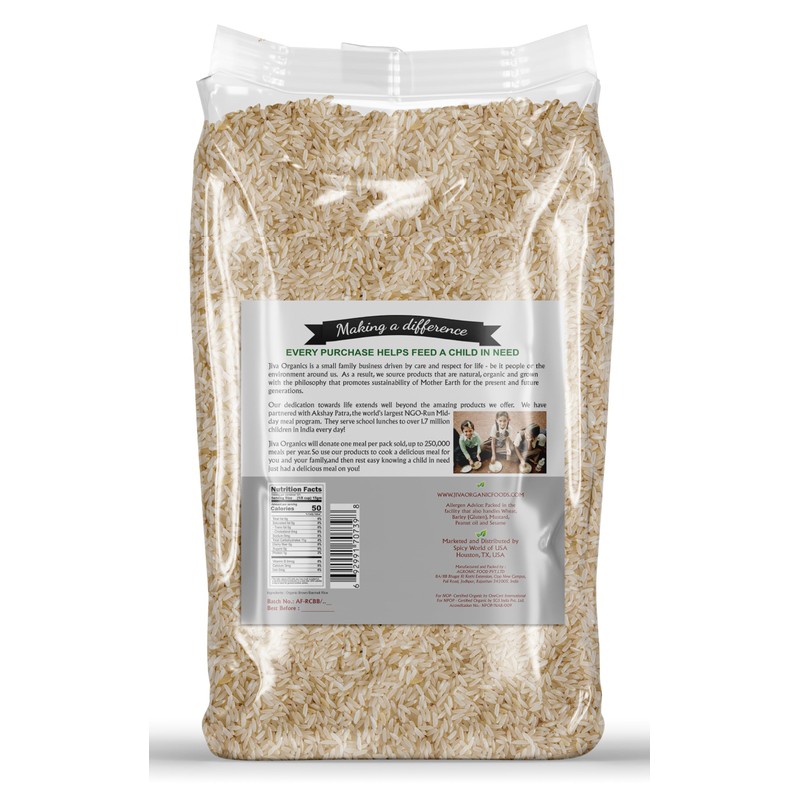 Jiva Organic Brown Basmati Rice 4 Pound Bag - Premium