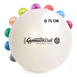 Pezzi Original Maxafe Exercise Ball / Diameter 42 cm - 53 cm - 65 cm - 75 cm / Maximum Load 400 kg / Robust Sitting Ball for Office, Fitness and Rehabilitation Therapy, white