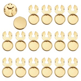 20 Pcs Button Covers for Men's Shirts Gold Brass Round Cuff Button Cover for Tuxedo, Business or Formal Shirts, Clip-On Buttons Cufflinks Kit for Sewing DIY Craft Decor