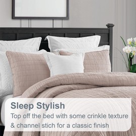 Swift Home Lightweight Oversized, Ultra-Soft, Enzyme Washed, Crinkle Texture, Breathable Cotton Blend Fill, 2-Piece Coverlet/Bedspread/Quilt Set – Mushroom, Twin/Twin XL