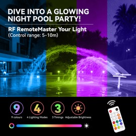 Pool Fountain with Lights for Above and Inground Pools, Triple Spray Solar Power Pool Waterfall Sprinkler Chiller Aerator, Water Fountain Swimming Pool Accessories with 9-Color Lights and 4 Modes