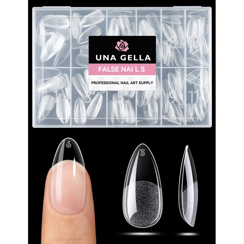 UNA GELLA Uñas postizas de almendra, 216 unidades, uñas de