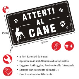 Cartello Attenti al Cane Metallo Riflettente 30 x 15 cm Cartello Attenti al Cane Alluminio Targhetta Attenti al Cane Vintage Cartelli Attenti al Cane Stampato con Impronte di Cane 2PZ