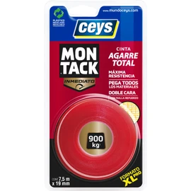 ceys Montack Cinta de agarre total instantánea XL 7,5 mts x 19 mm, cinta 7,5 m x 19 mm, rojo