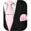 RBOCOTT Blush Pink Tie and Pocket Square Necktie Tie Clip