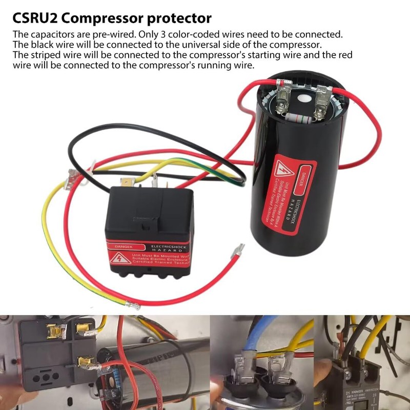 CSRU2 208/240VAC 88-108uF Compressor Saver Hard Start Kit for 3.5-4-5