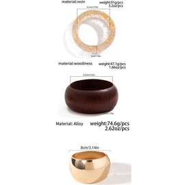 Wooden & Alloy & Resin Wide Bangle, Fashionable Jewelry for Women, Casual Jewelry for Party, Daily Clothing Decor, Trendy All-match & Exquisite Jewelry for Gift:_Multicolor_resin