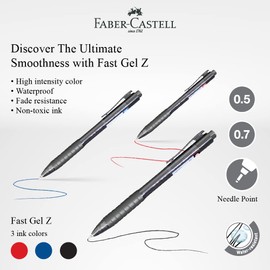 Faber-Castell Fast Gel-Z Extraordinary Smooth Gel Pen 0.5mm Extra Fine Point, Extra-Soft Tip, Fast Dry Ink, Non-Smudge, Suitable for Students & Working Professionals. (Blue, Fast Gel-Z 0.7mm)