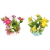 2pcs Artificial Aquarium Plants Silicone Flowers Reusable Resin Pots Fish