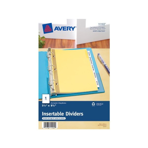 Avery Mini WorkSaver Insertable Tab Dividers, 5.5 x 8.5 inches,