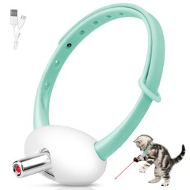 Automatic Laser Collar Cat Toy, Upgraded Laser Cat Toys, Flashing and Lasting modes, 8-12″ Bend Collar & 41°Adjust Angle free hands. Type-C USB Charge 1H and works 12H. Gifts for Ailurophile (Green)