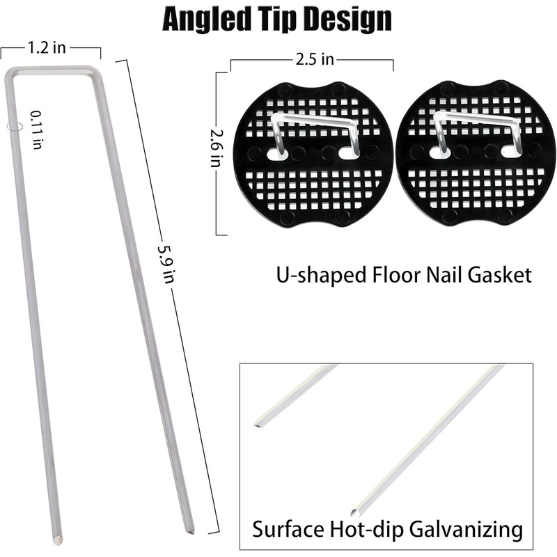 Galvanised Ground Anchors, Pack of 20 U-shaped Garden Pegs with