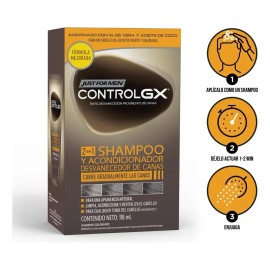 Shampoo y Acondicionador Just for Men, Shampoo 2 en 1, Desvanecedor de Canas Gradual, 118 ml