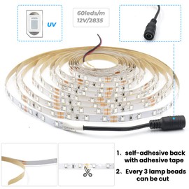 UV LED Strip Black Light Strip Set SMD 2835 UV Light Strip with Power Supply Purple Decorative Party 5 m IP20