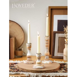 Inweder Wood Taper Candle Holders: 3Pcs Wooden Candle Holders for Candlesticks Wood Candle Holder Wooden Candlestick Holders Farmhouse Candle Holders for Fireplace Home Event