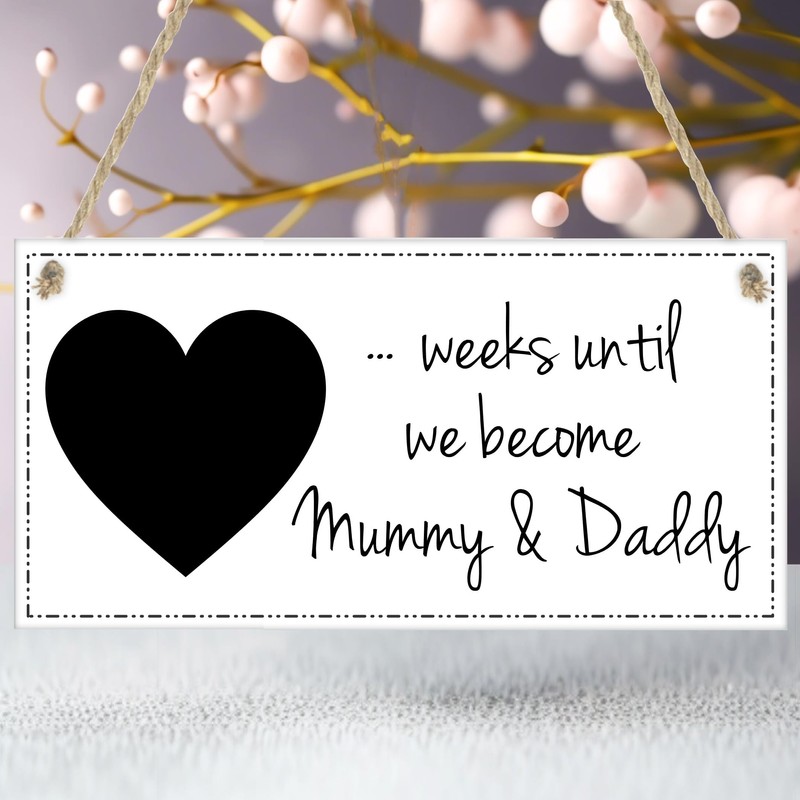 Mummy & Daddy to Be Baby Countdown Chalkboard Plaque -
