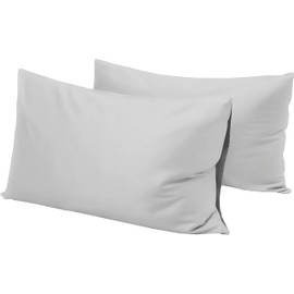 R&Z Plain Dyed Luxury Polycotton Housewife New 2 x Pillow Cases (Grey/Silver)