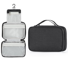 Hanging Toiletry Bag, Etercycle Portable Travel Toiletry Bags for Women Men, Waterproof Make up Wash Bag with Hook and Handle for Gym, Shower and Cosmetics(Black)