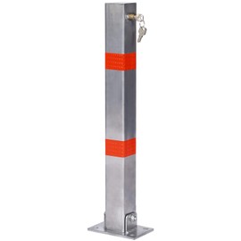 neolun Durable and Visible Parking Bollard with Lock for Enhanced Safety, Steel Construction, Square Design, Gray