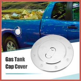 ACROPIX Chrome Plated Fuel Tank Filler Cap Cover Decoration for Toyota Tundra 2007-2019 Stick-on Gas Door Filler Cover Silver Tone Car Parts