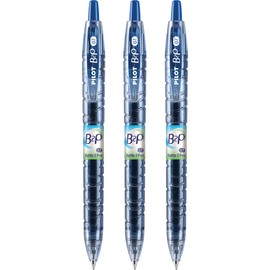 PILOT B2P Colors - Bottle to Pen Refillable & Retractable Rolling Ball Gel Pen Made From Recycled Bottles, Fine Point, Blue G2 Ink/Barrel, 3-Pack (31619).