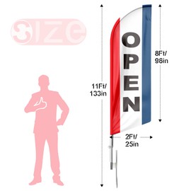 FSFLAG Feather Flag with Pole Kit and Ground Stake, Swooper Flag Advertising Banner for Businesses 11ft