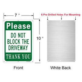 "Please Do Not Block The Driveway" Sign, No Parking Metal Sign | 25 X 18CM Reflective Aluminum, Easy Mounting, Rust-Free/Fade Resistance, UV Protected,2 Pack
