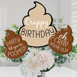 Big Dot of Happiness Oh Crap, You're Old - Poop Birthday Party Centerpiece Sticks - Table Toppers - Set of 15