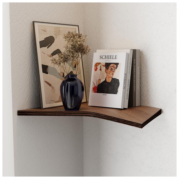 EWART WOODS Corner Shelf of Oak Wood, Floating Wall Plant