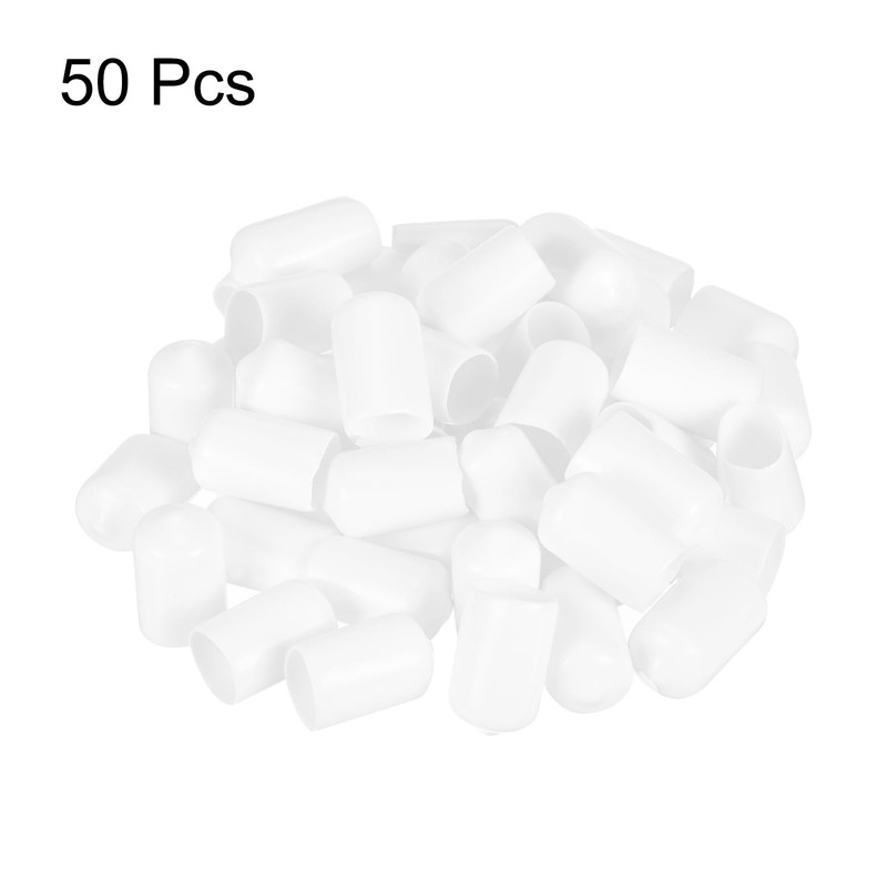 sourcing map 50pcs Round Rubber End Caps 1/2"(12.5mm) White Vinyl