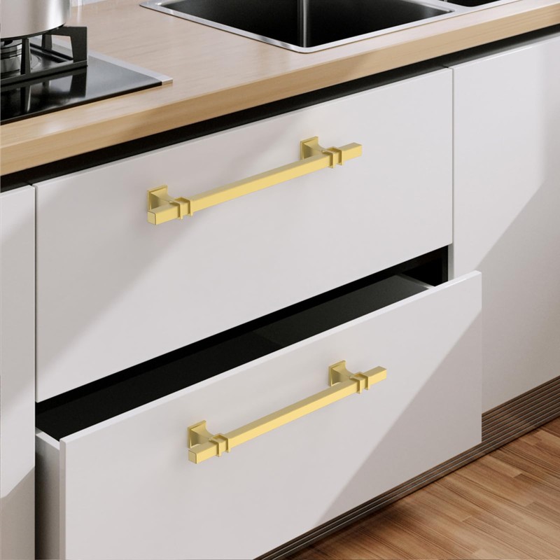 9BUILD 10 Pack 6.3 Inch Cabinet Pulls - Brushed Gold