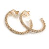 35mm D/Clear Crystal Half Hoop Clip On Earrings/Gold Tone/Medium