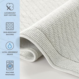 Arkwright 100% Cotton Bathroom Rugs - Case of 6 - High Absorbent Stylish Textured Woven Design Bath Mat, Slip Resistant Backing for Shower and Bathtub Floor, 24x36 in - Grey