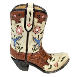 The Bridge Collection Cowboy Boot Desk Caddy - Rustic Desk Organizer for Pens and Office Supplies - Decorative Western Vase for Flowers or Utensils