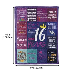 PRSTENLY 16th Birthday Gifts Girls, 60 * 50IN Blanket, Sweet 16 Gifts for Girls Daughter Sister Granddaughter, 16 Birthday Gifts Girl