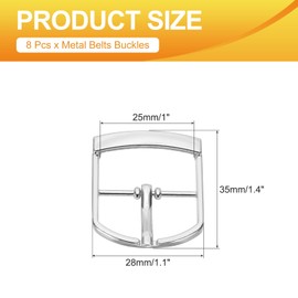PATIKIL Single Prong Buckle, 8 Pcs 1 Inch Adjustable Metal Roller Buckle Belt Buckles for Bags DIY Crafts Purse Straps Shoe Belts Making Accessories, Silver Tone