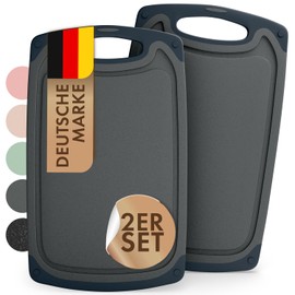 Blumtal Plastic Breakfast Boards, 25 x 15 cm, Set of 2, Dishwasher-safe, Breakfast Boards Plastic, BPA-Free, Breakfast Boards, Dishwasher Safe, Small Bread Boards Grey