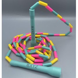 XYZ X2 Freestyle Beaded 10ft Adjustable Jump Rope - Fitness, Segmented, Tricks, No Kink, Skipping, Skip (Turquoise/Pink/Yellow)