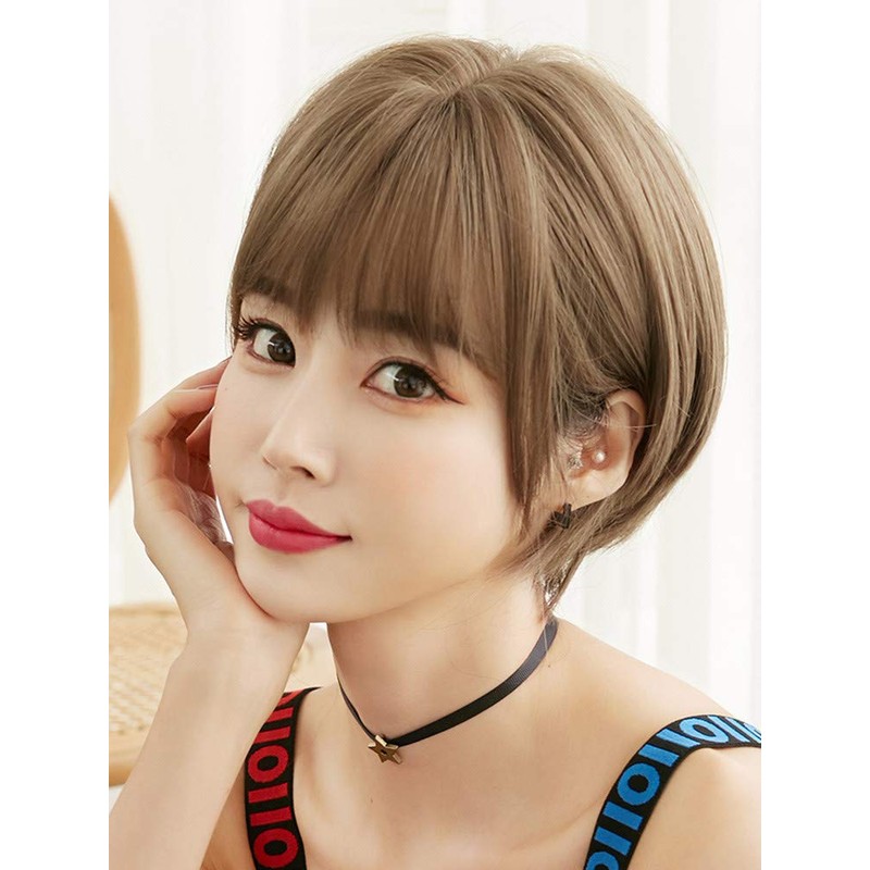Full Wig, Short Bangs, 3D, Gradation, Hair Arrangement, Collar, Volume,
