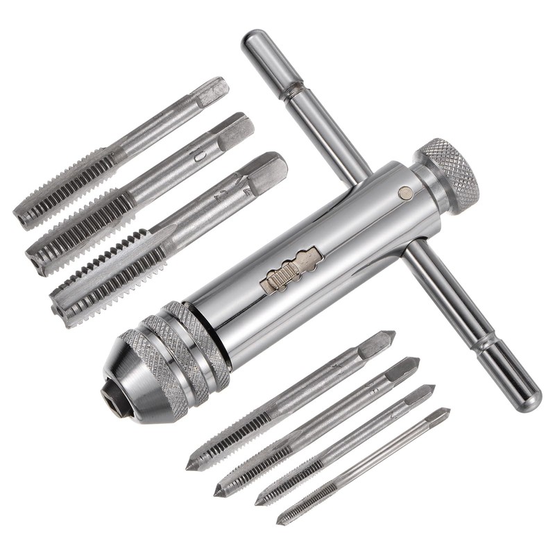 HARFINGTON T-Handle Ratchet Tap Wrench + Metric Tap Set, 7pcs
