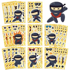 24 Sheets Ninja Make a Face Stickers for Kids – Mix & Match Facial Expressions Stickers – Fun Party Favors, Birthday Goodie Bag Fillers, Classroom Rewards, Scrapbooking & Craft Supplies
