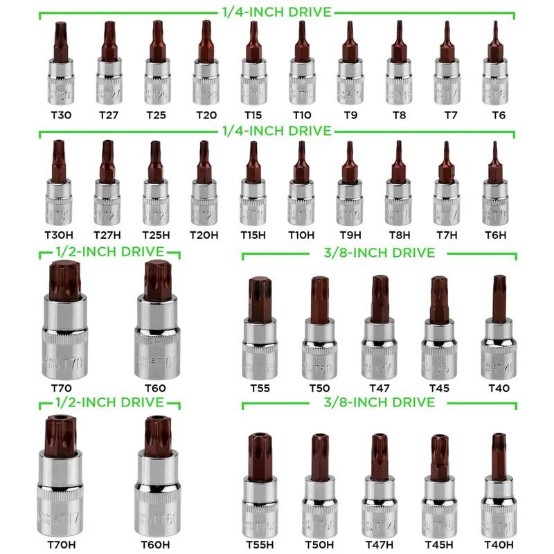 SWANLAKE 34PCS Master TORX Bit Socket Set, Premium S2 Alloy