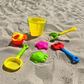 Juego de 7 Juguetes de Arena de Playa, Juguetes de Arena, Juguetes de Construcción de Castillo de Arena, Juego de Juguetes de Arena de Playa para Niños, Kit de Juguetes de Playa